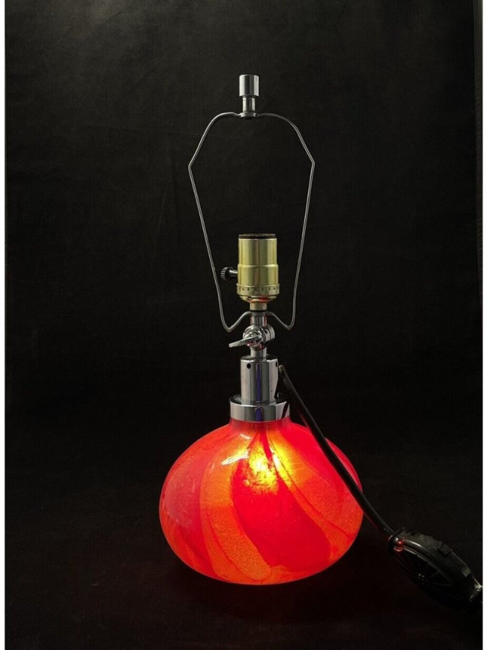 Karl Wiedmann WMF Ikora Glass Table Lamp Interior & Top Lights Red Burgundy MCM